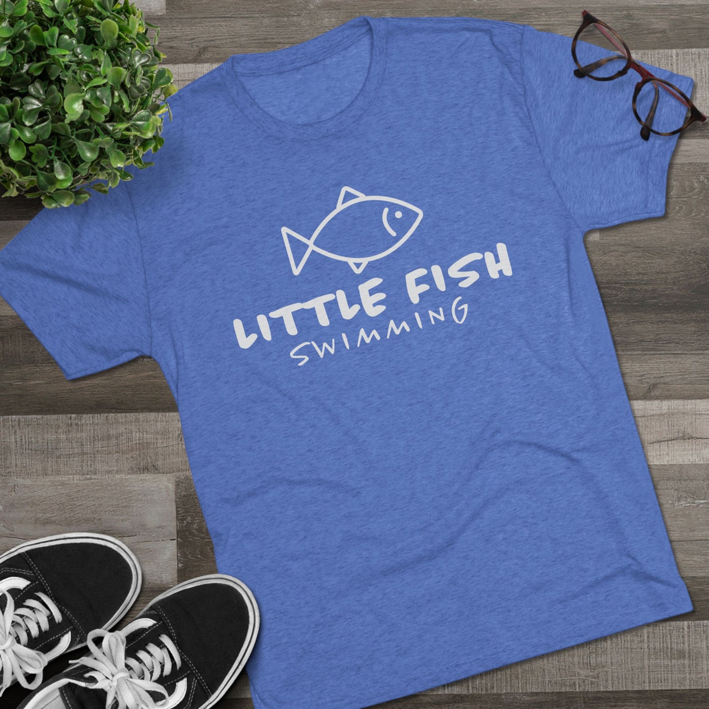 Unisex Tri-Blend Little Fish Swimming Crew Tee